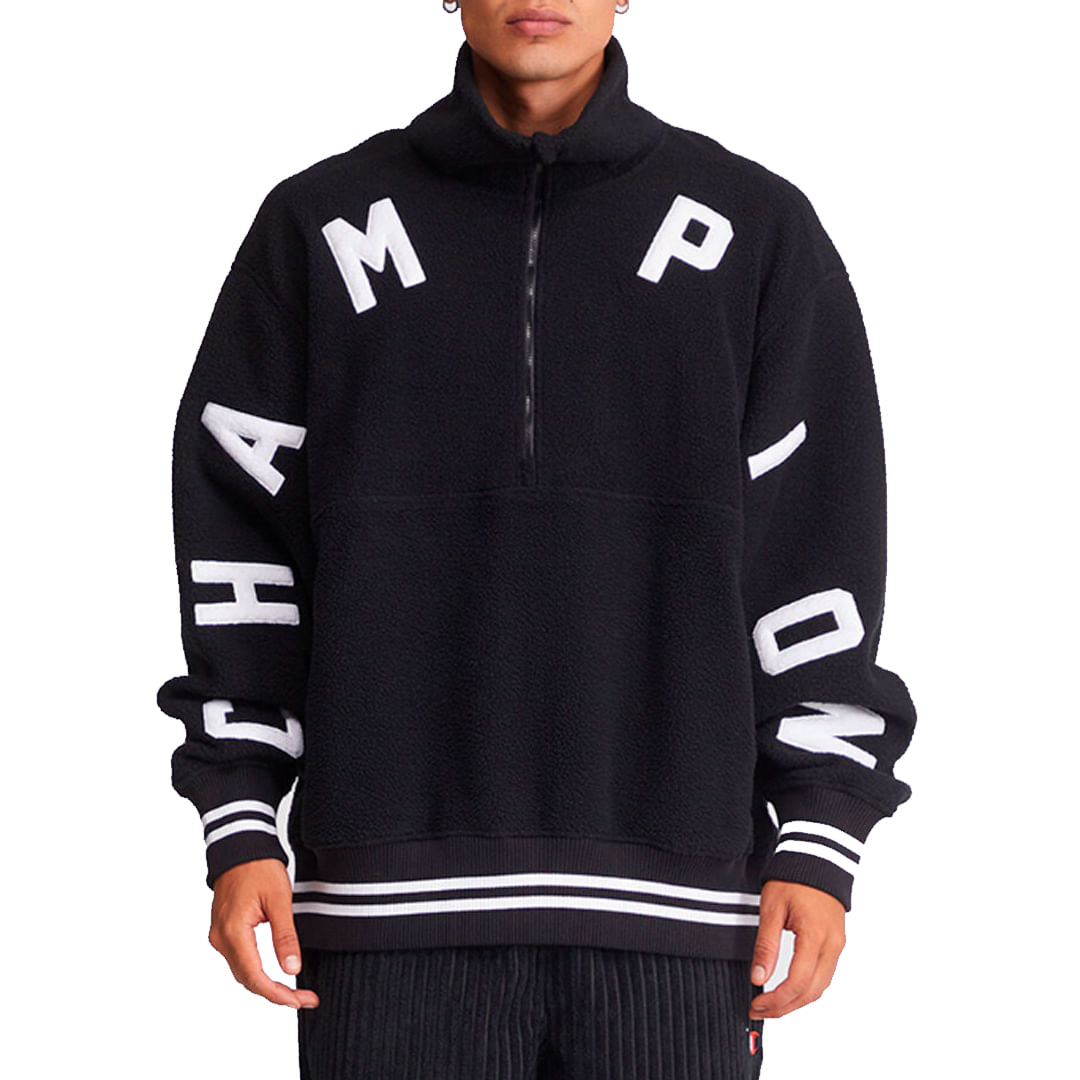 Champion sweater black and white clearance hombre