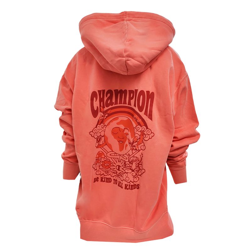 Orange Worldwide Slogan Oversized Hoodie